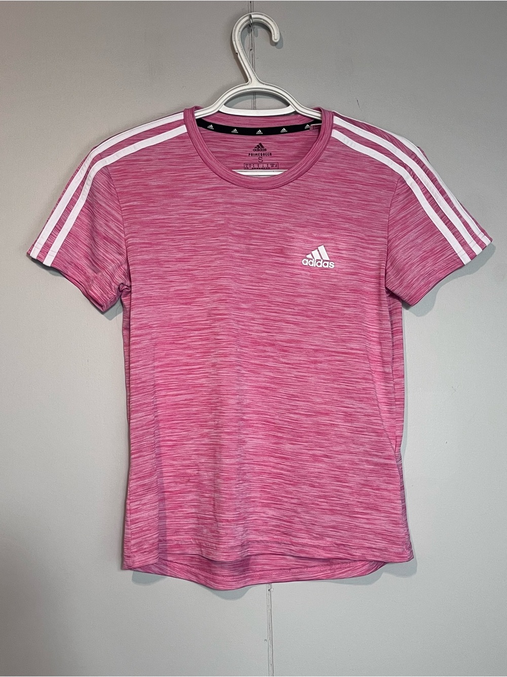 Adidas Primegreen AEROREADY Pink 3-Stripe Athletic T-Shirt Size S